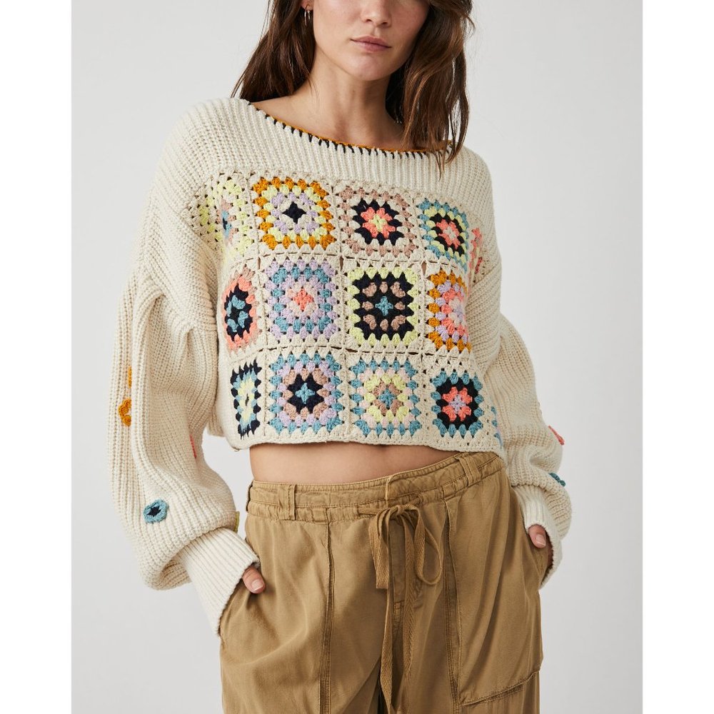 Free People Multicolor Dahlia Cropped
Crochet Sweater